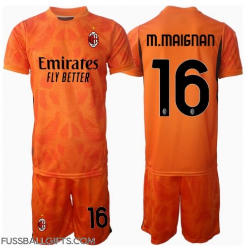 AC Milan Mike Maignan #16 Torwart Fußballbekleidung Auswärtstrikot Kinder 2024-25 Kurzarm (+ kurze hosen)